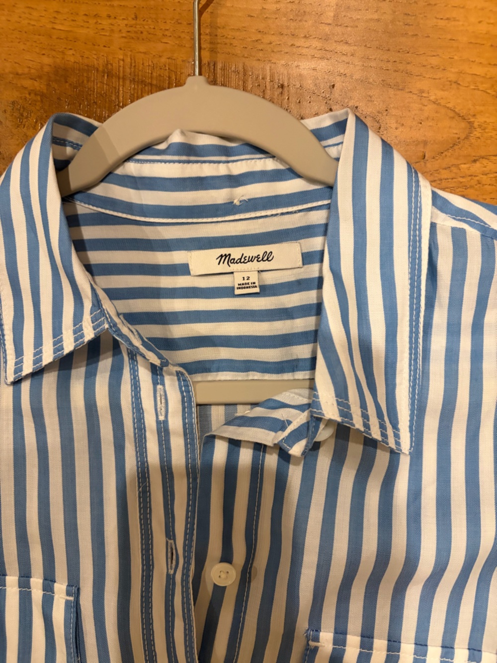 Madewell Blue and White Striped Collared Shirt - Picture 2 of 5